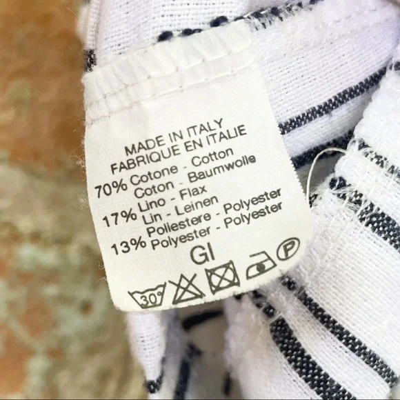 Brandy Melville Bustier Crop Top White Blue Stripe Button Up Tank Linen Cotton - Picture 8 of 8